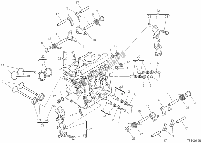 All parts for the Horizontal Head of the Ducati Monster 821 Stealth Thailand 2019